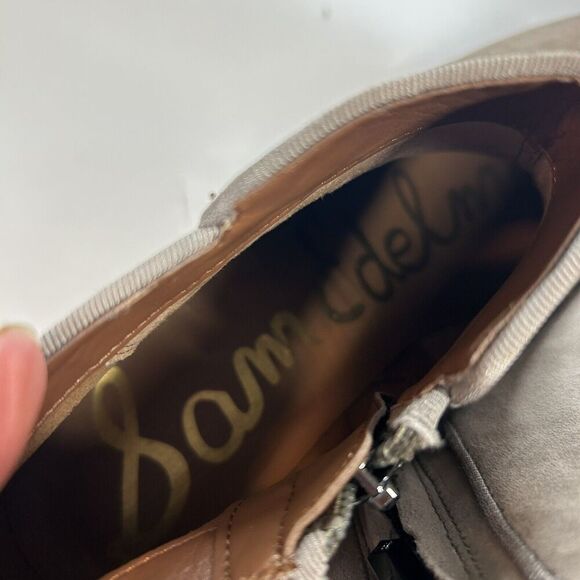 Sam Edelman Petty Suede Heeled Ankle Bootie Womens 9 M Putty Gray Beige - Picture 8 of 8